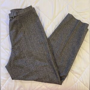 Zaffiri Virgin Wool Blend Herringbone Dress PantsHigh Waist Pleated Trousers